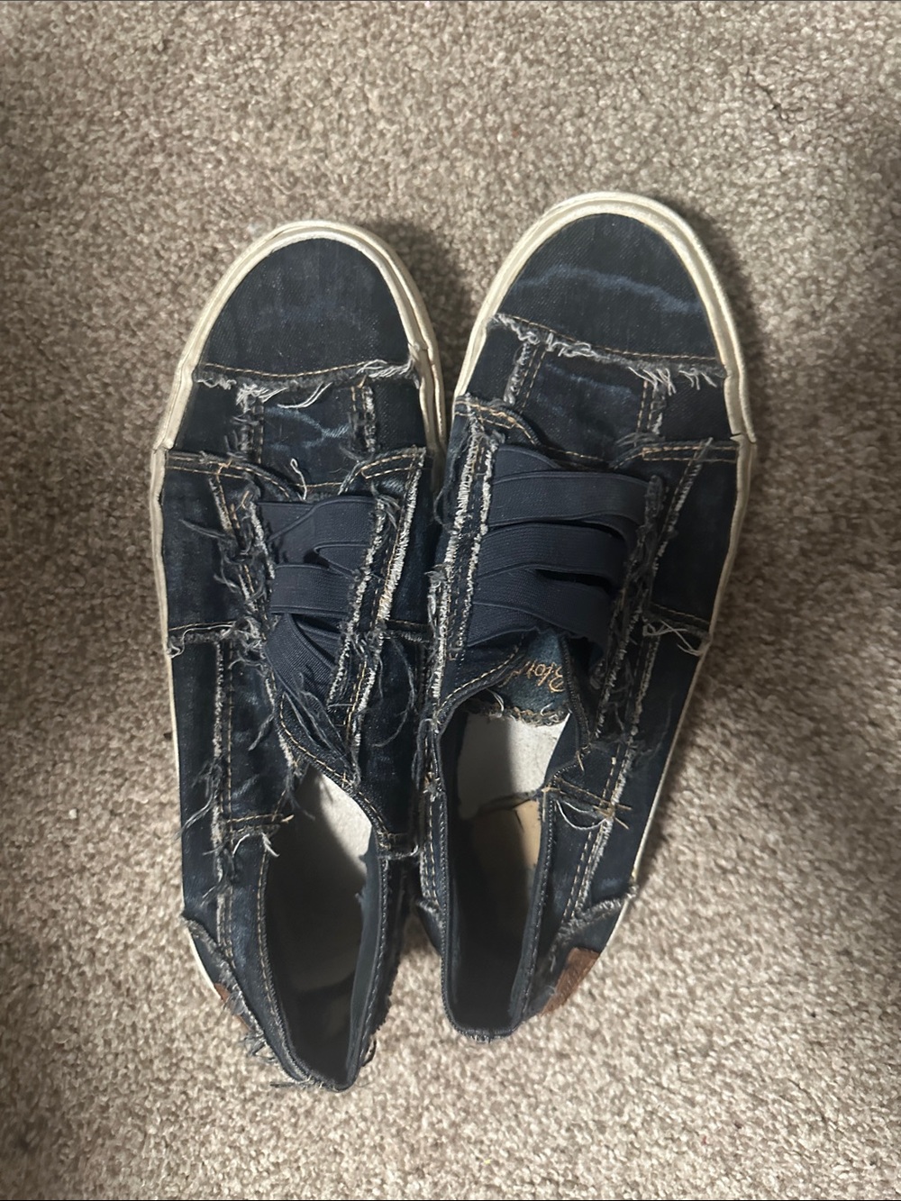 Blowfish Navy Blue Frayed Slip-On Sneakers